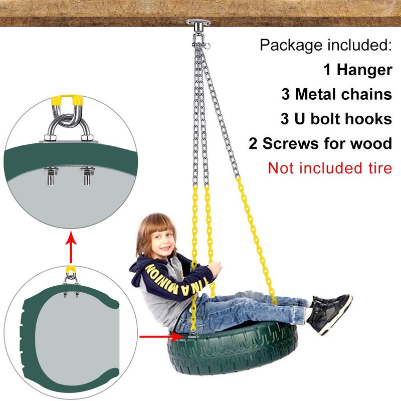 BeneLabel Tire Swing Kit - Heavy Duty Swing Hanger with Coated Chains and Hooks - 360Â° Rotation - 700 LB Capacity - Image 5